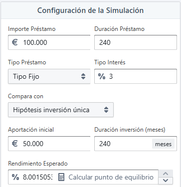 Configuración de Simulación